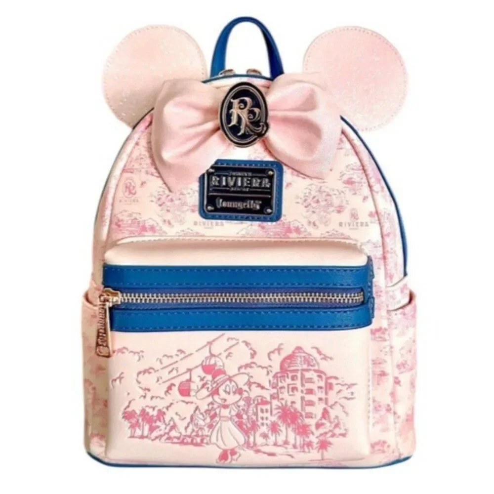 Disney Parks Loungefly Riviera Resort Minnie Mouse Pink Toile Style Print NWT